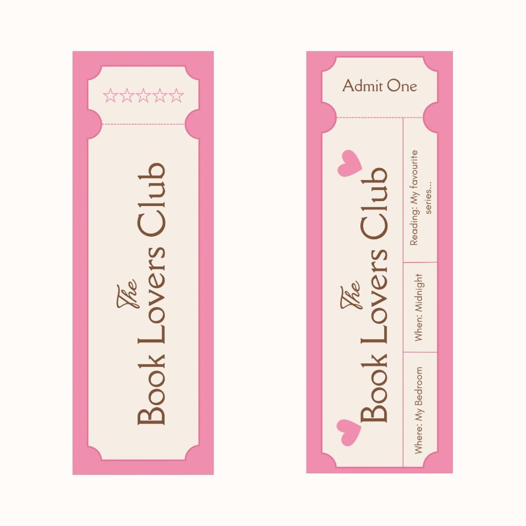 Pink Ticket Stub Bookmark