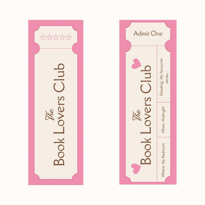 Pink Ticket Stub Bookmark