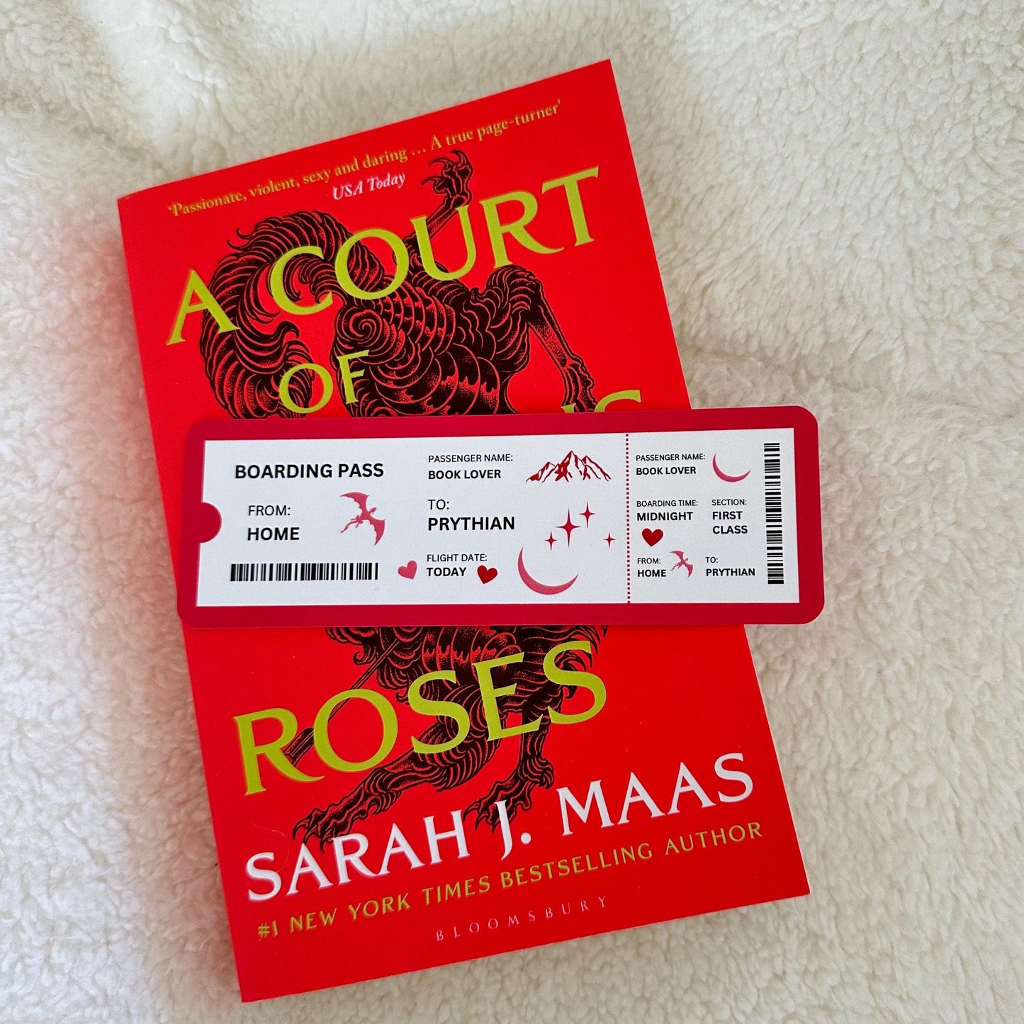 A Court of Thorns and Roses Boarding Pass Bookmark