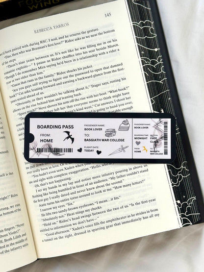 Fourth Wing Boarding Pass Bookmark